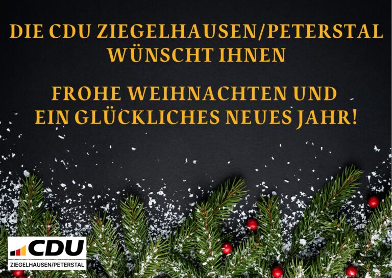 CDU Ziegelhausen/Peterstal wünscht Frohe Weihnachten und einen guten Start ins Jahr 2026